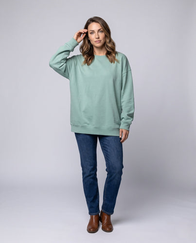 Damen Oversized Sweatshirt mit Rundhalsausschnitt und Drop-Shoulder Echo Archiv