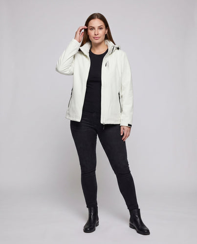 Damen zweilagige Softshelljacke mit abnehmbarer Fleece-Innenlage und verstellbarem Kapuze Echoarchiv
