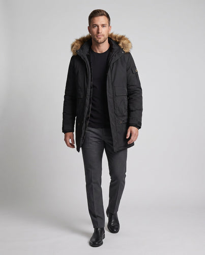 Herren Arctic Utility Parka mit Sherpa-Futter, abnehmbarer Kunstfellkapuze und verstellbarem Kordelzug Echoarchiv