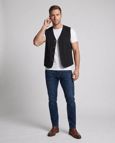 Herren Baumwoll-Canvas-Weste mit V-Ausschnitt und multifunktionalen Taschen Echo Archiv