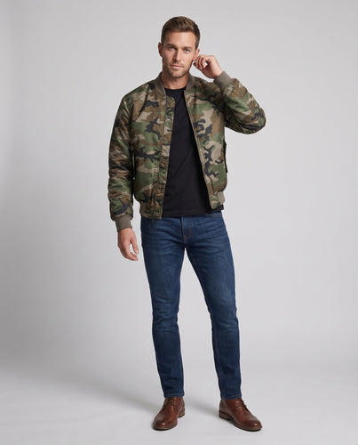 Herren Camouflage Flug-Bomber mit Utility-Arm-Tasche und gerippten Bündchen Echoarchiv
