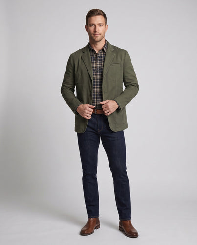 Herren Canvas Blazer im Field-Stil mit aufgesetzten Taschen und lässigem Schnitt Echoarchiv