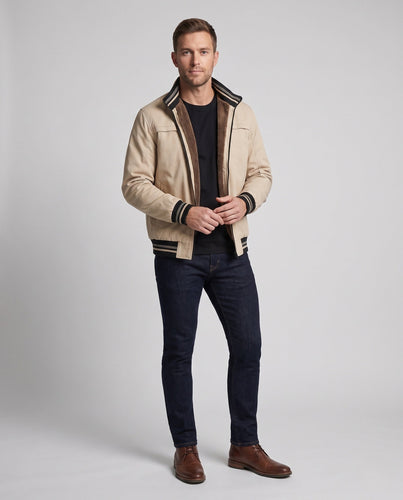 Herren Freizeit Field Blouson mit durchgehendem wärmendem Teddyfleece-Futter, Stehkragen und gestreiften Bündchen Echoarchiv