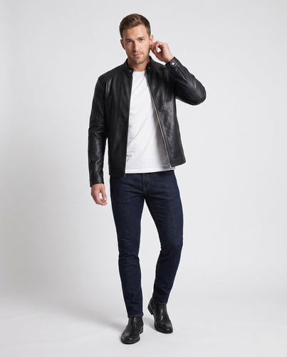Herren Fitted Faux-Lederjacke mit Stehkragen und thermischer Fütterung Echoarchiv