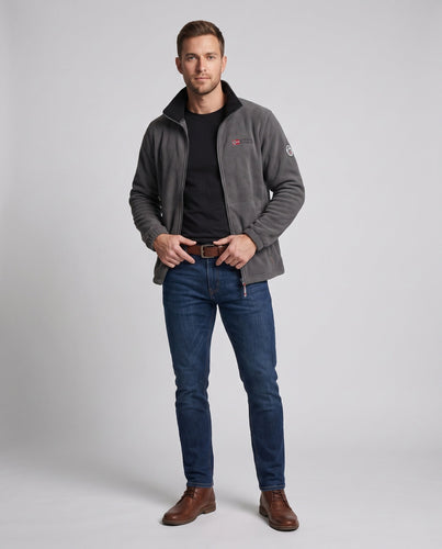 Herren Fleecejacke mit ganzflächigem Teddyfutter, hohem Kragen und Reißverschlusstaschen Echo Archiv