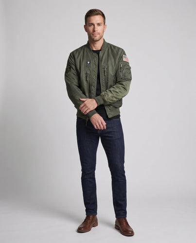 Herren Utility Stil Bomberjacke mit Ärmelorganizer und Reißverschlusstaschen Echoarchiv