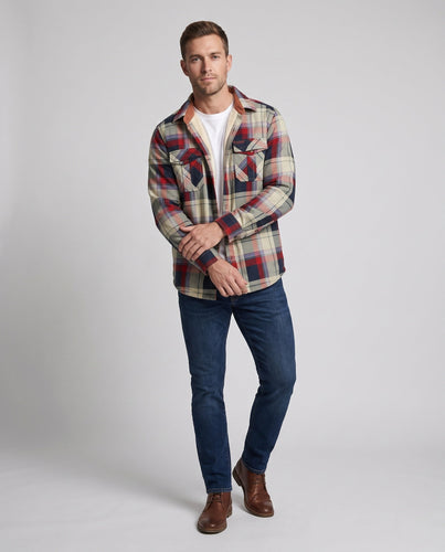 Herren kariertes Überhemd-Jacke mit warmem Teddy-Futter und Klappentaschen Echoarchiv