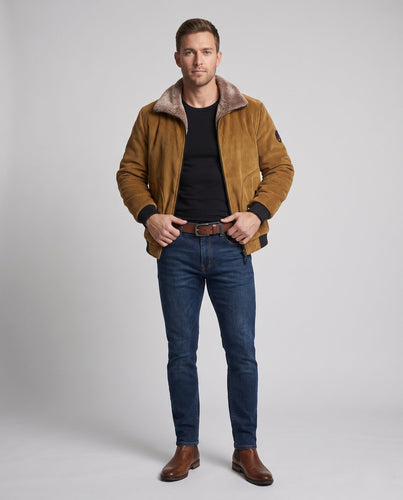 Herren Short Cord Bomber mit Sherpa-Futter und hohem Kragen Echo Archiv