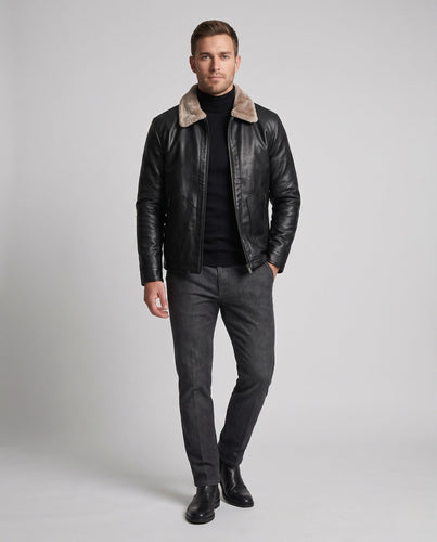 Herren Kurzjacke im Aviator-Look mit Kunstfellkragen und wärmender Polsterung Echoarchiv