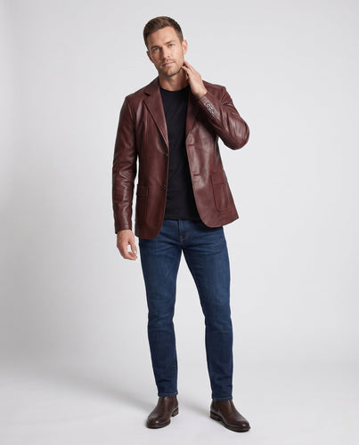 Herren Blazer aus Lederoptik mit thermalem Futter und Slim-Fit Echo Archiv