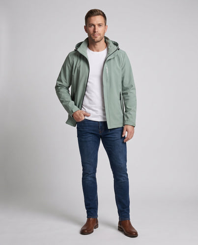Herren leichte technische Softshelljacke mit verstellbarer Kapuze, wind- und wasserabweisend Echo Archiv