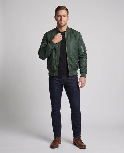 Herren Leichtgewicht Nylon Aviator Bomber mit Arm-Tasche und Zwei-Wege-Reißverschluss Echoarchiv