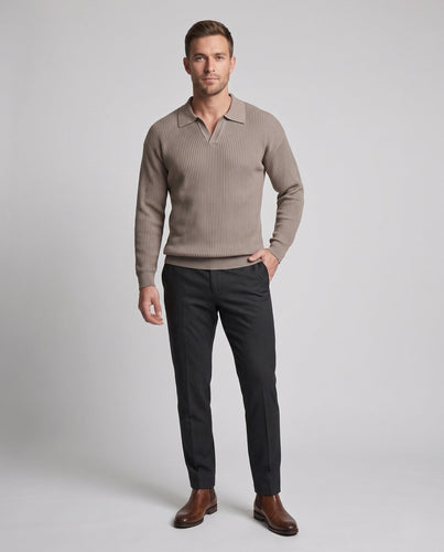 Herren Elegantes Kurzarm-Ripp-Polo Echoarchiv