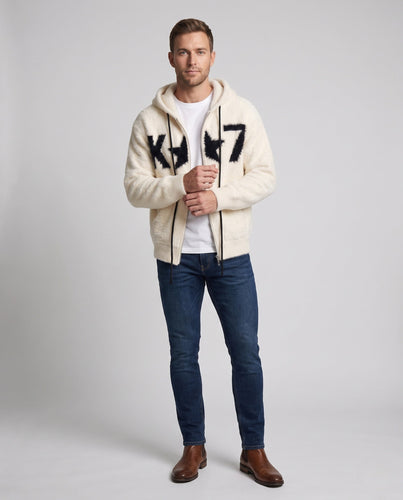 Herren Cozy Zip Hoodie mit grafischem Muster Echoarchiv