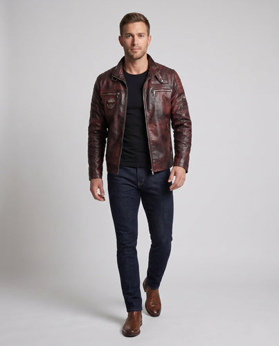 Herren Noble Kunstlederjacke mit gesteppten Details Echo Archiv