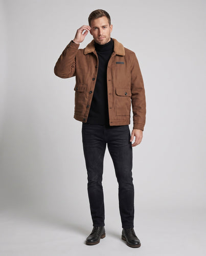 Herren elegante und strapazierfähige Winterjacke mit Teddykragen Echo Archiv