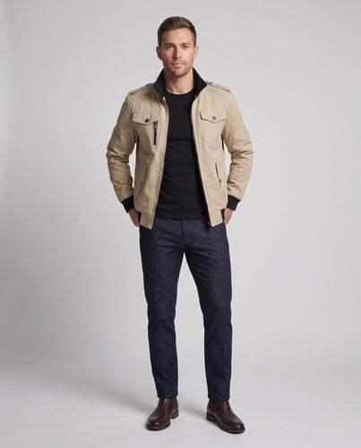 Männer Feldjacke mit Stehkragen, karierter Futter und Schulterklappen Echoarchiv