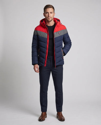 Männer gesteppte Winterjacke mit Kapuze, wasserabweisend, winddicht, isolierte thermische Fütterung, Echoarchiv
