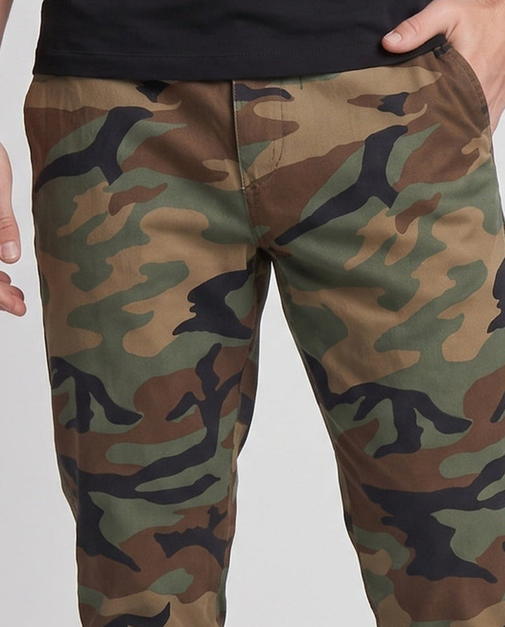 Herren tapered Chino-Hosen mit elastischem Bund und Reißverschluss-Taschen Echoarchiv