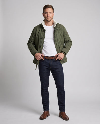 Herrenfeldjacke im Camouflage-Look mit Teddy-Futter und Stehkragen Echoarchiv