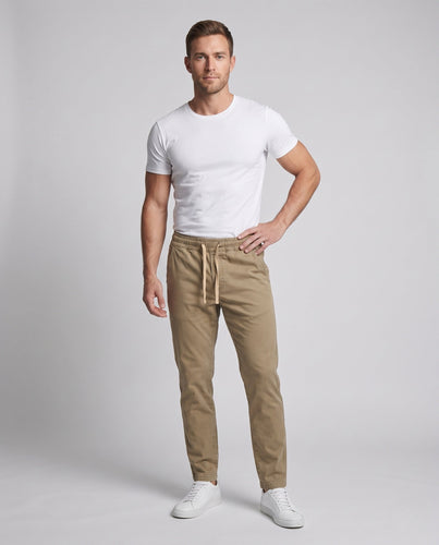 Herren Tapered Baumwoll Chino Jogginghosen mit Kordelzug und verdeckten Taschen Echoarchiv