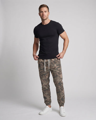 Herren Utility-Jogginghosen aus leichtem Baumwoll-Twill mit elastischem Bund und Kniefalten Echoarchiv