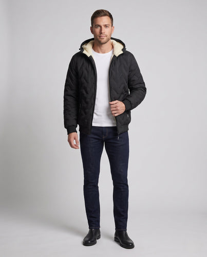 Herren Warme Steppjacke mit Kapuze Echo Archiv