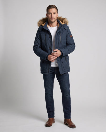 Herren Winterparka mit abnehmbarer Kapuze und Fleece-Futter Echo Archiv