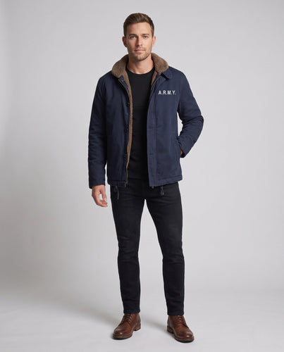 Herren Militärische Übergangsjacke mit Teddyfutter Echo Archiv
