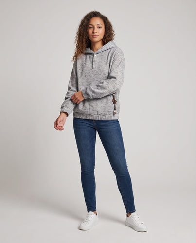Damen Lässige Kapuzensweatshirt mit Knopfdetails Echo Archiv