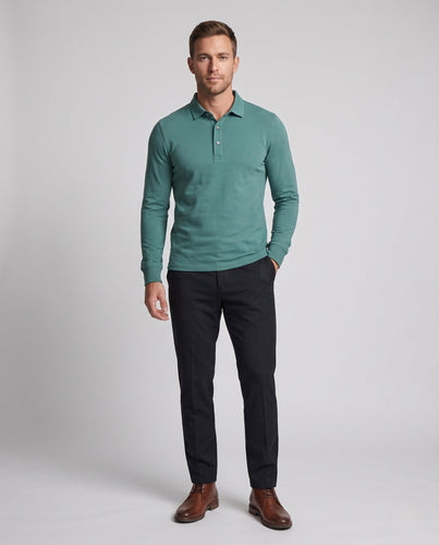 Herren Elegantes Langarm Poloshirt Echo Archiv