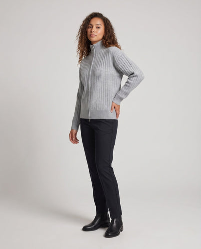 Damen Übergröße Cardigan mit Reißverschluss, Stehkragen & Strukturstrick Echoarchiv