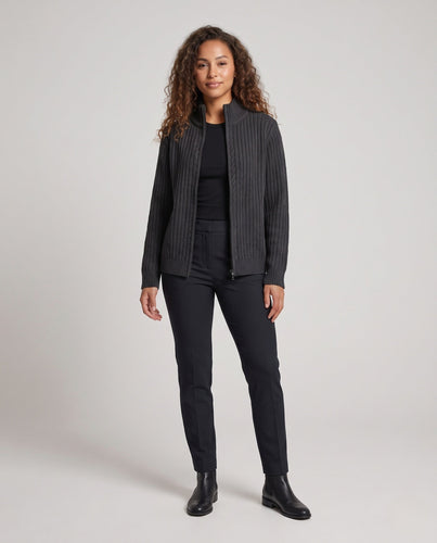 Damen Oversized-Cardigan mit Stehkragen und durchgehendem Reißverschluss Echoarchiv