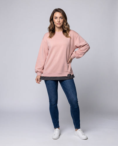 Damen Oversize Strickpullover mit Ballonärmeln und geschichtetem Saum Echoarchiv