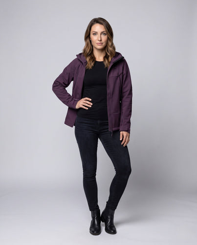 Damen Softshell-Windbreaker mit Kapuze, zwei-Wege-Reißverschluss und verstellbaren Ärmelbündchen Echoarchiv