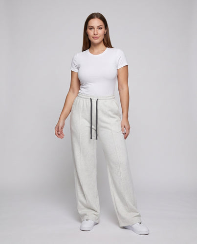 Frauenweite Lounge-Hosen mit hoher Taille, elastischem Bund und Kordelzug Echoarchiv