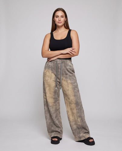 Damen Weite Plüsch-Fleece-Loungehosen mit Elastischem Bund und Patten-Tasche Echoarchiv