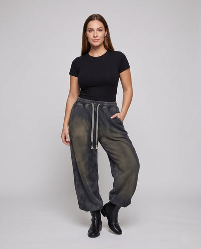 Damen breite Waffelstrick-Loungehosen mit hohem elastischem Bund & aufgesetzter Gesäßtasche Echoarchiv