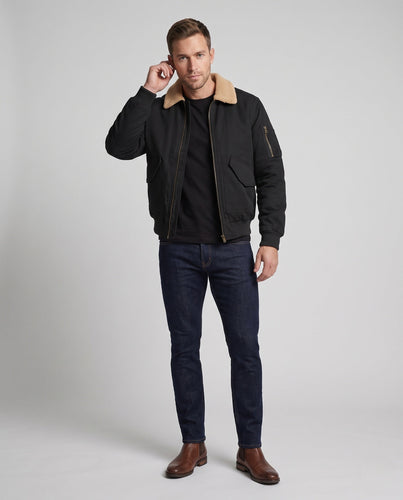 Herren Bomberjacke mit Teddy-Kragen, Utility-Arm-Tasche & Klapptaschen Echoarchiv