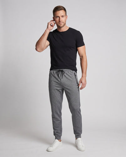 Herren Elastische Lounge Jogginghose aus Mélange-Fleece mit Kordelzug, seitlichen Taschen und geradem Bein Echoarchiv