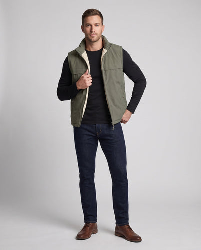 Herren Isolierte Thermo-Weste mit Teddy-Fleece-Futter und Stehkragen Echoarchiv