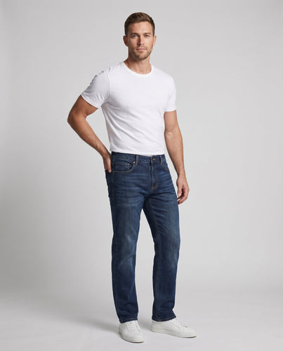 Herren gerade geschnittene entspannte Denim Jeans mit hoher Taille, fünf Taschen & lässiger lockerer Silhouette Echoarchiv