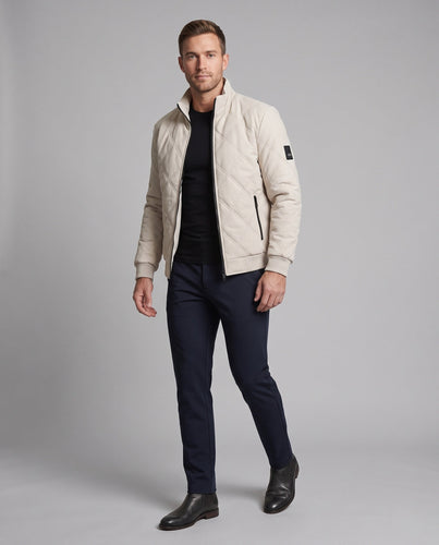 Herren gesteppte Winterjacke mit Teddyfutter, Stehkragen und Reißverschlusstaschen Echoarchiv