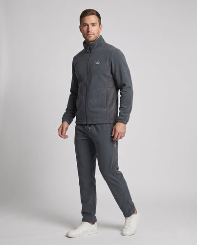 Herren isolierender Fleece Trainingsanzug mit Stehkragen, durchgehendem Reißverschluss und schmal zulaufenden Jogginghosen Echoarchiv