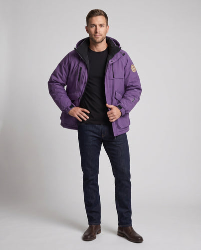 Herren Isolierte Utility Parka Jacke mit Kapuze, Wasserabweisendes Außengewebe & Mehrere Taschen Echoarchiv
