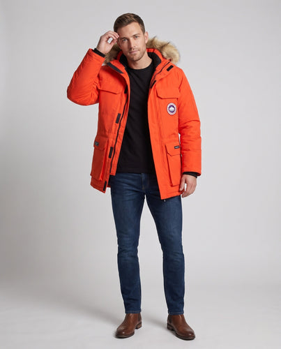 Herren Isolierter Funktionaler Parka mit Kapuze, Kunstfellbesatz & Mehreren Taschen Echoarchiv