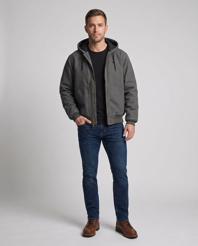 Herren Kapuzen Bomberjacke mit wattierter Thermofütterung & robustem Canvas Echoarchiv