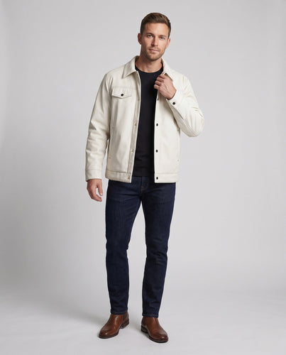 Herren kariertes gesteppte Overshirt-Jacke mit thermischem Futter, Druckknopfverschluss und Brusttaschen Echoarchiv