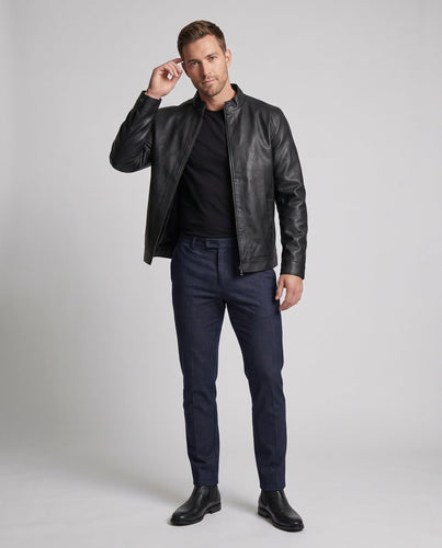 Herren Kunstleder Bomberjacke mit Teddy-Futter Echoarchiv