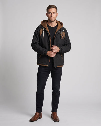 Herren Schichtlook Funktionelle Übergangsjacke mit integrierter Kapuzen-Innenjacke und winddichter Schale Echoarchiv